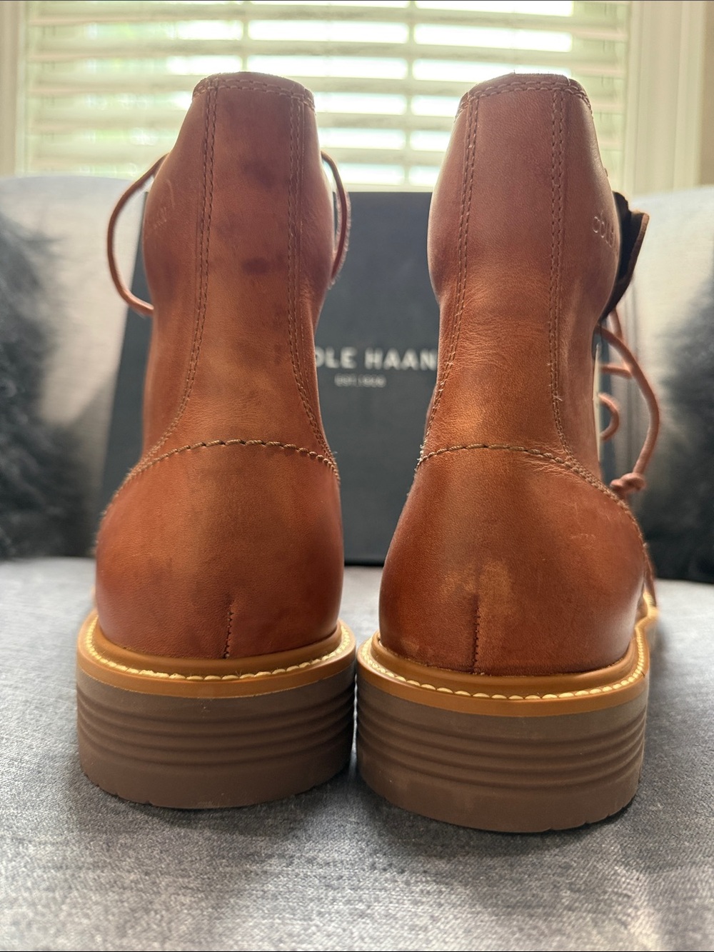 Cole Haan Men's Brown Leather Lace-Up Boots - Picture 4 of 8